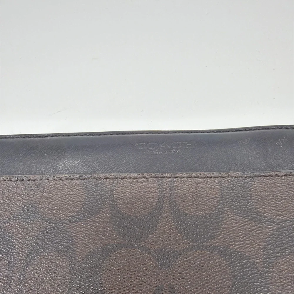 Coach Accordion Zip Brown/Black Signature Coated Canvas Wallet - Picture 2 of 8
